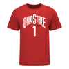 Ohio State Buckeyes Women's Basketball Student Athlete #1 Rikki Harris T-Shirt - In Scarlet - Front View