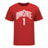 Ohio State Buckeyes Women's Basketball Student Athlete #1 Rikki Harris T-Shirt - In Scarlet - Front View