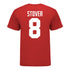 Ohio State Buckeyes Cade Stover #8 Student Athlete Football T-Shirt - In Scarlet - Back View