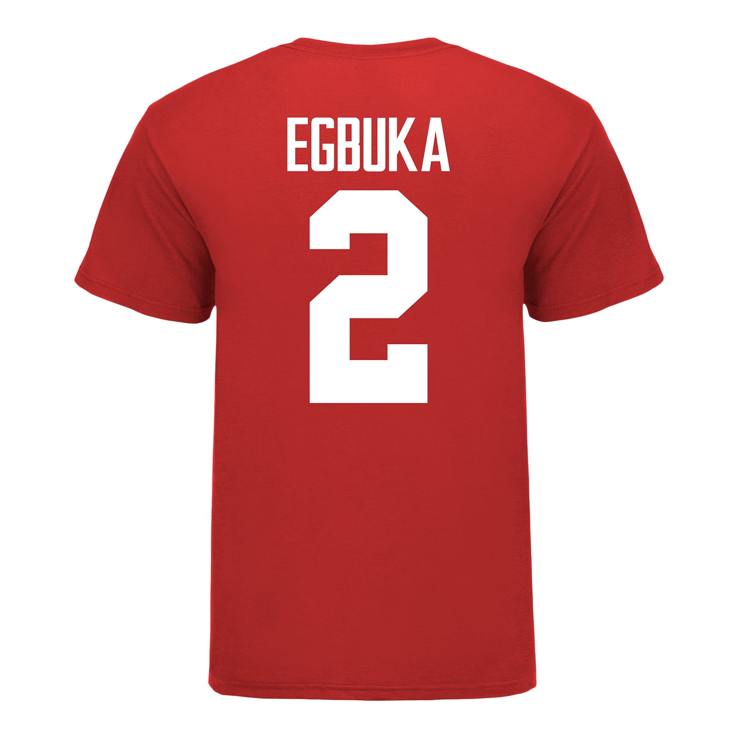 Ohio State Buckeyes Emeka Egbuka #2 Student Athlete Football T-Shirt - In Scarlet - Back View