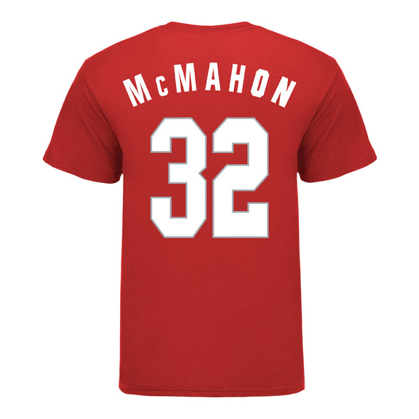 Ohio State Buckeyes Women's Basketball Student Athlete #32 Cotie McMahon T-Shirt - In Scarlet - Back View
