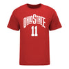 Ohio State Buckeyes Women's Basketball Student Athlete #11 Kaia Henderson T-Shirt - In Scarlet - Front View