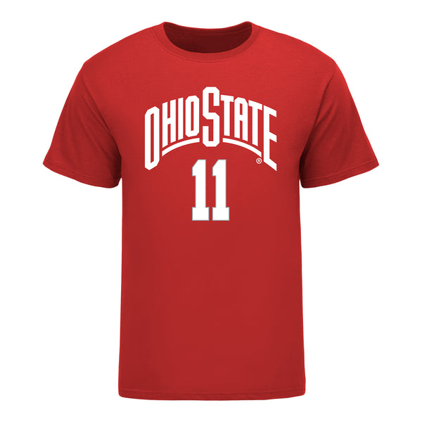 Ohio State Buckeyes Women's Basketball Student Athlete #11 Kaia Henderson T-Shirt - In Scarlet - Front View