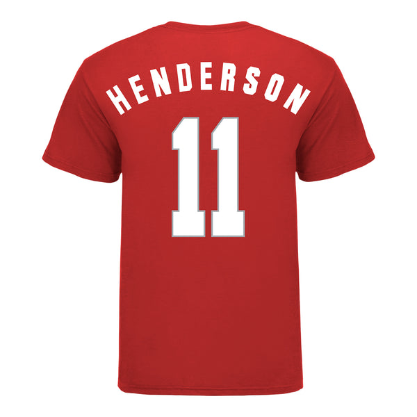 Ohio State Buckeyes Women's Basketball Student Athlete #11 Kaia Henderson T-Shirt - In Scarlet - Back View