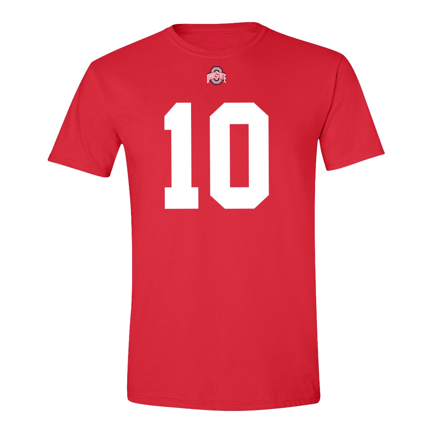 Ohio State Buckeyes #10 Faheem Delane Student Athlete Football T-Shirt In Red - Front View