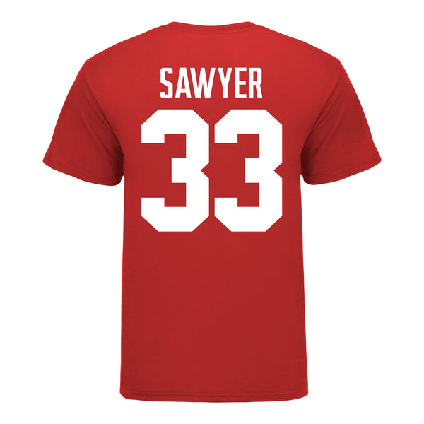 Ohio State Buckeyes Jack Sawyer #33 Student Athlete Football T-Shirt - In Scarlet - Back View