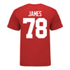 Ohio State Buckeyes Jakob James #78 Student Athlete Football T-Shirt - In Scarlet - Back View
