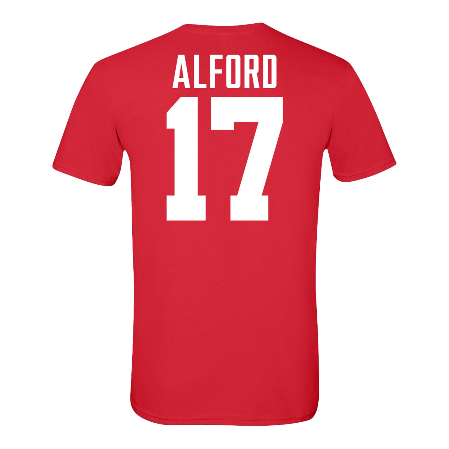 Ohio State Buckeyes #17 TJ Alford Student Athlete Football T-Shirt In red - Back View