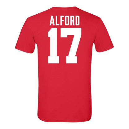 Ohio State Buckeyes #17 TJ Alford Student Athlete Football T-Shirt In red - Back View
