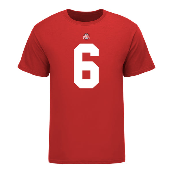 Ohio State Buckeyes Kyle McCord #6 Student Athlete Football T-Shirt - In Scarlet - Front View