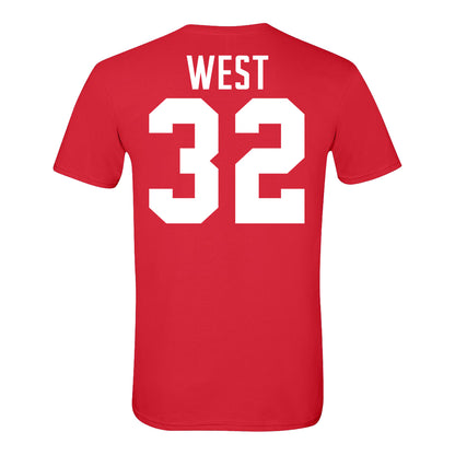 Ohio State Buckeyes #32 Isaiah West Student Athlete Football T-Shirt In Red - Back View
