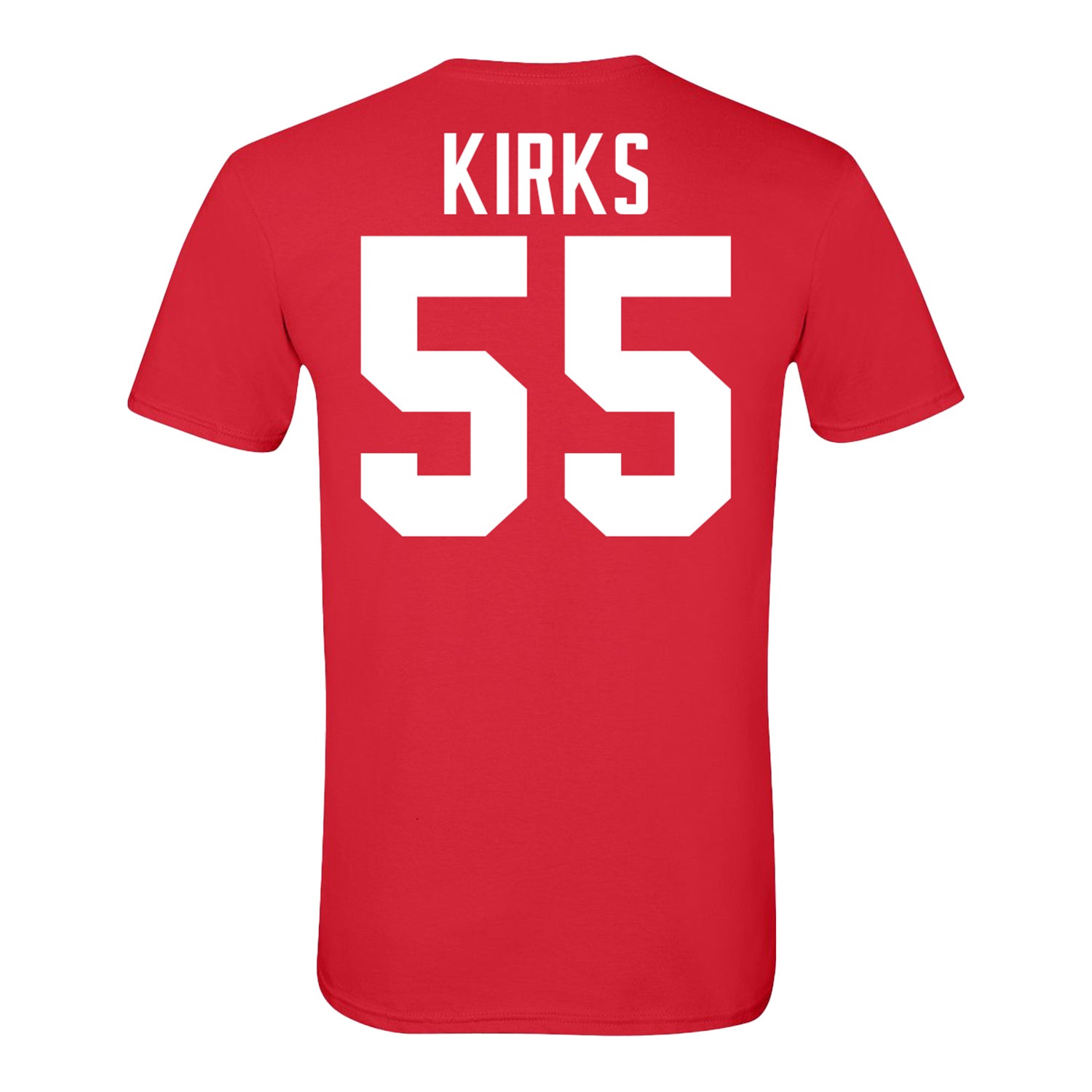 Ohio State Buckeyes #55 Dominic Kirks Student Athlete Football T-Shirt In Red - Back View