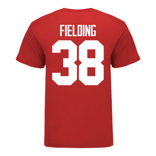 Ohio State Buckeyes #38 Jayden Fielding Student Athlete Football T-Shirt - In Scarlet - Back View