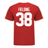 Ohio State Buckeyes #38 Jayden Fielding Student Athlete Football T-Shirt - In Scarlet - Back View