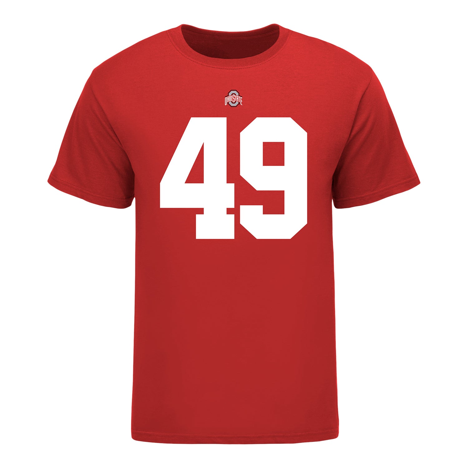 Ohio State Buckeyes #49 Patrick Gurd Student Athlete Football T-Shirt - In Scarlet - Front View