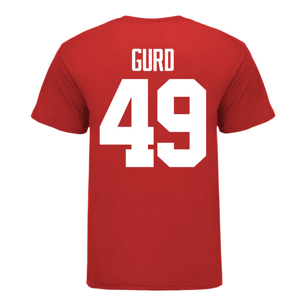 Ohio State Buckeyes #49 Patrick Gurd Student Athlete Football T-Shirt - In Scarlet - Back View