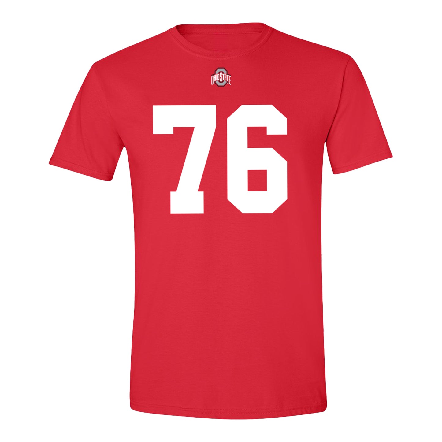 Ohio State Buckeyes #76 Jake Cook Student Athlete Football T-Shirt In Red - Front View