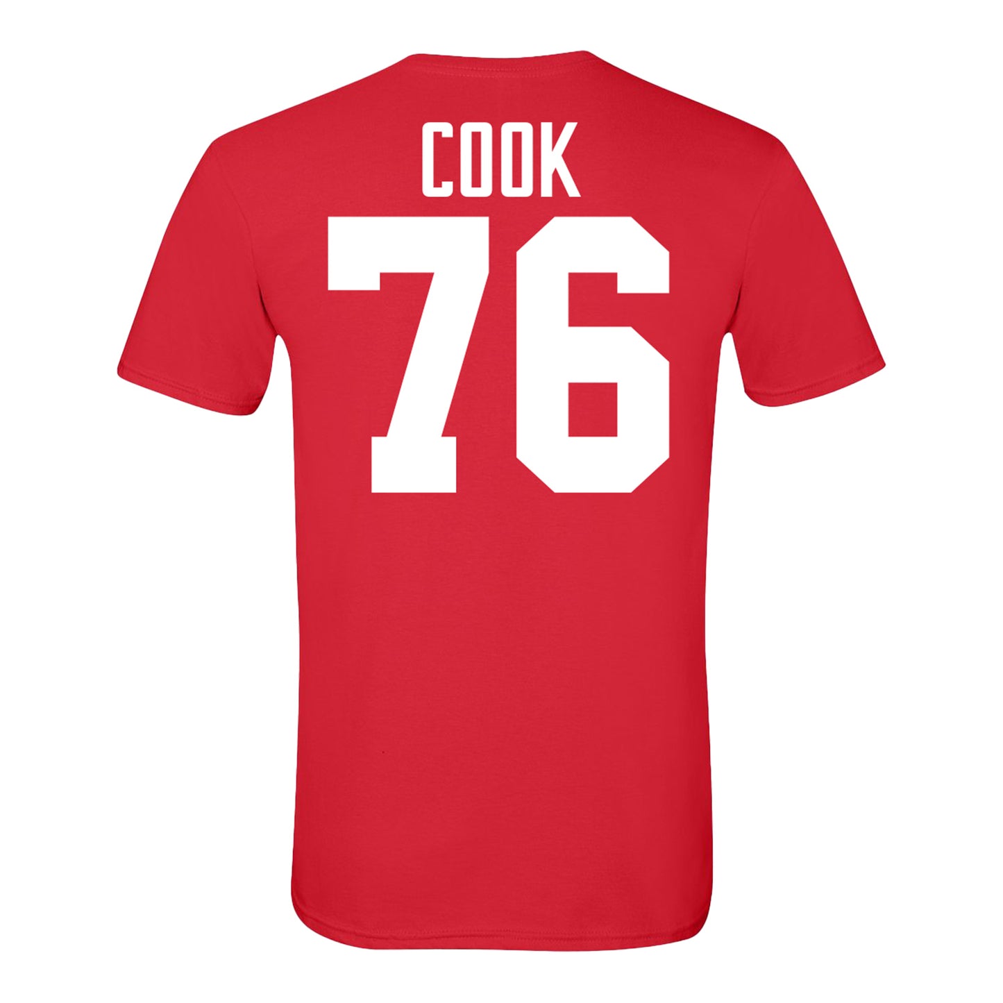 Ohio State Buckeyes #76 Jake Cook Student Athlete Football T-Shirt In Red - Back View