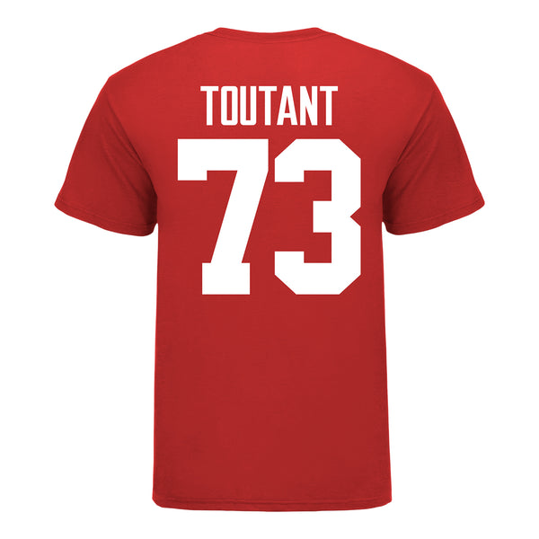 Ohio State Buckeyes #73 Grant Toutant Student Athlete Football T-Shirt - In Scarlet - Back View