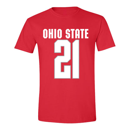 Ohio State Buckeyes Men's Lacrosse Student Athlete #21 Dorian Connelley In Red - Front View