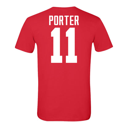 Ohio State Buckeyes #11 Quincy Porter Student Athlete Football T-Shirt In Scarlet - Back View