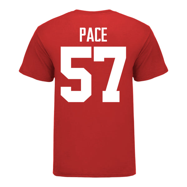 Ohio State Buckeyes #57 Jalen Pace Student Athlete Football T-Shirt - In Scarlet - Back View