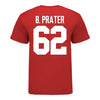 Ohio State Buckeyes #62 Bryce Prater Student Athlete Football T-Shirt - In Scarlet - Back View