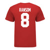 Ohio State Buckeyes #8 Lathan Ransom Student Athlete Football T-Shirt - In Scarlet - Back View