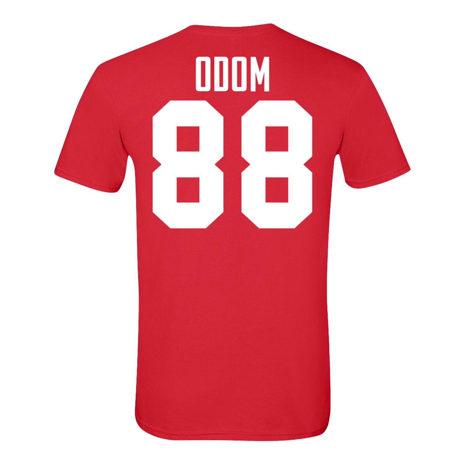 Ohio State Buckeyes #88 Trajen Odom Student Athlete Football T-Shirt In Scarlet - Back View