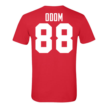 Ohio State Buckeyes #88 Trajen Odom Student Athlete Football T-Shirt In Scarlet - Back View