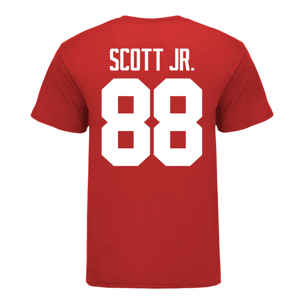 Ohio State Buckeyes #88 Gee Scott Jr. Student Athlete Football T-Shirt - In Scarlet - Back View