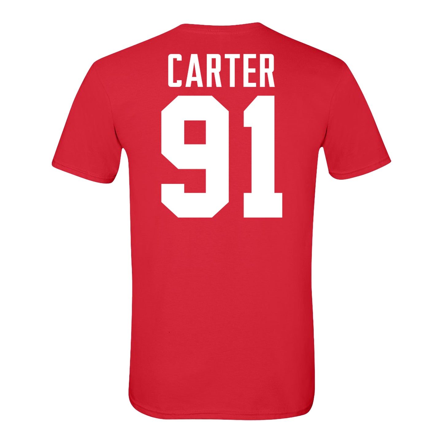 Ohio State Buckeyes #91 Jarquez Carter Student Athlete Football T-Shirt In Red - Back View