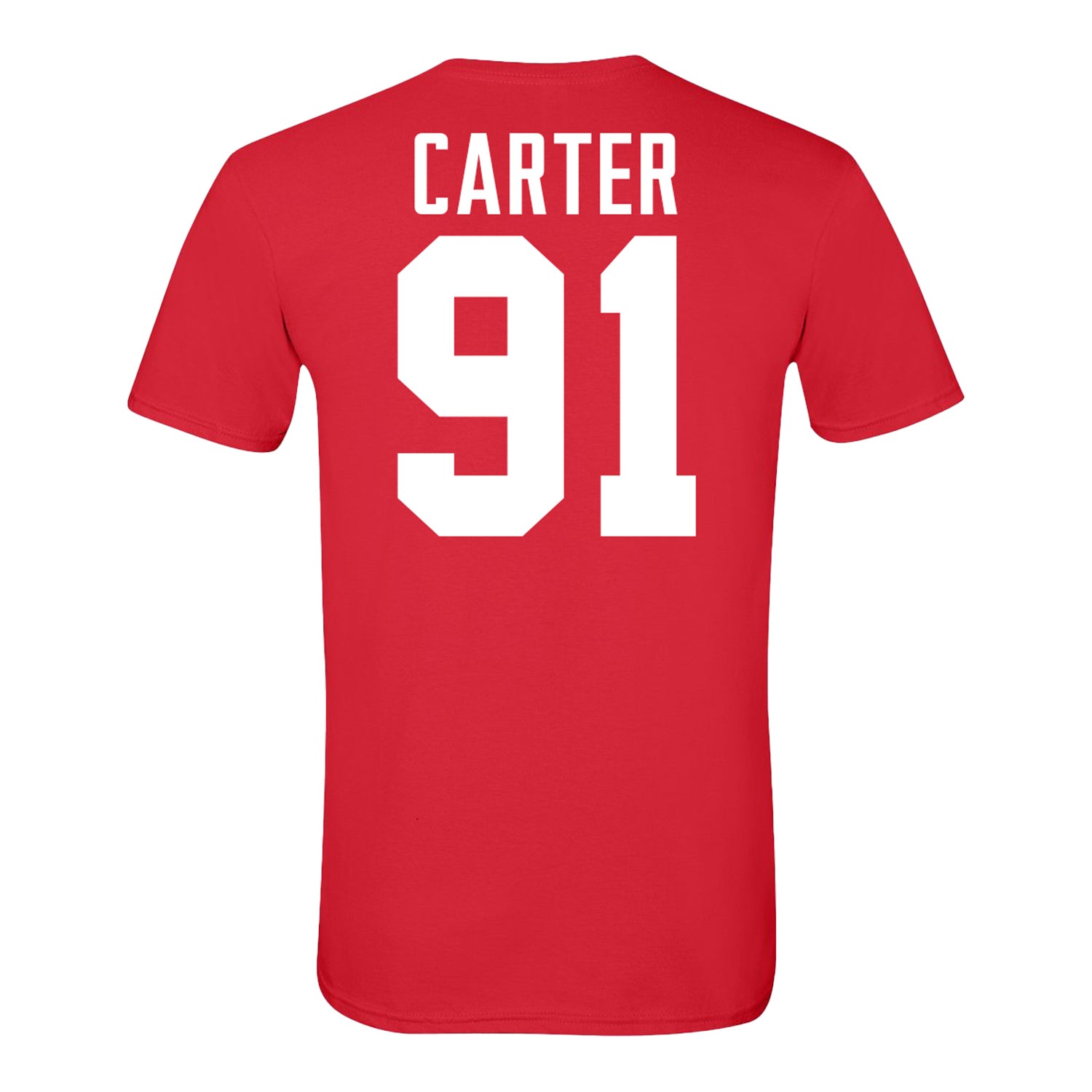 Ohio State Buckeyes #91 Jarquez Carter Student Athlete Football T-Shirt In Red - Back View