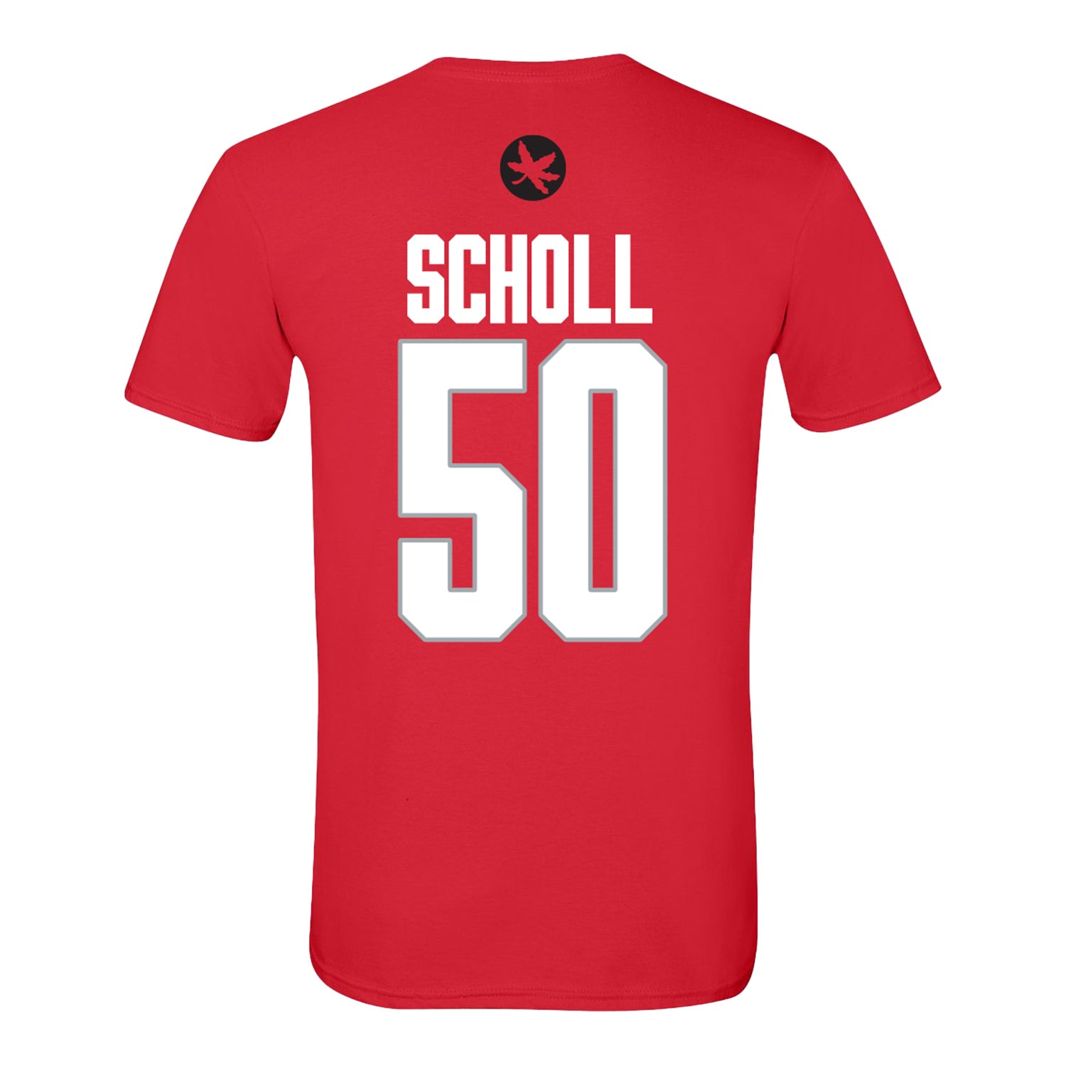 Ohio State Buckeyes Men's Lacrosse Student Athlete #50 MacGuire Scholl In Red - Front View