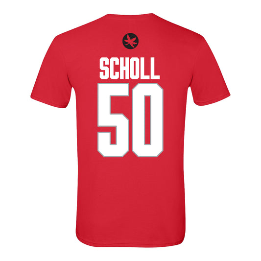 Ohio State Buckeyes Men's Lacrosse Student Athlete #50 MacGuire Scholl In Red - Front View