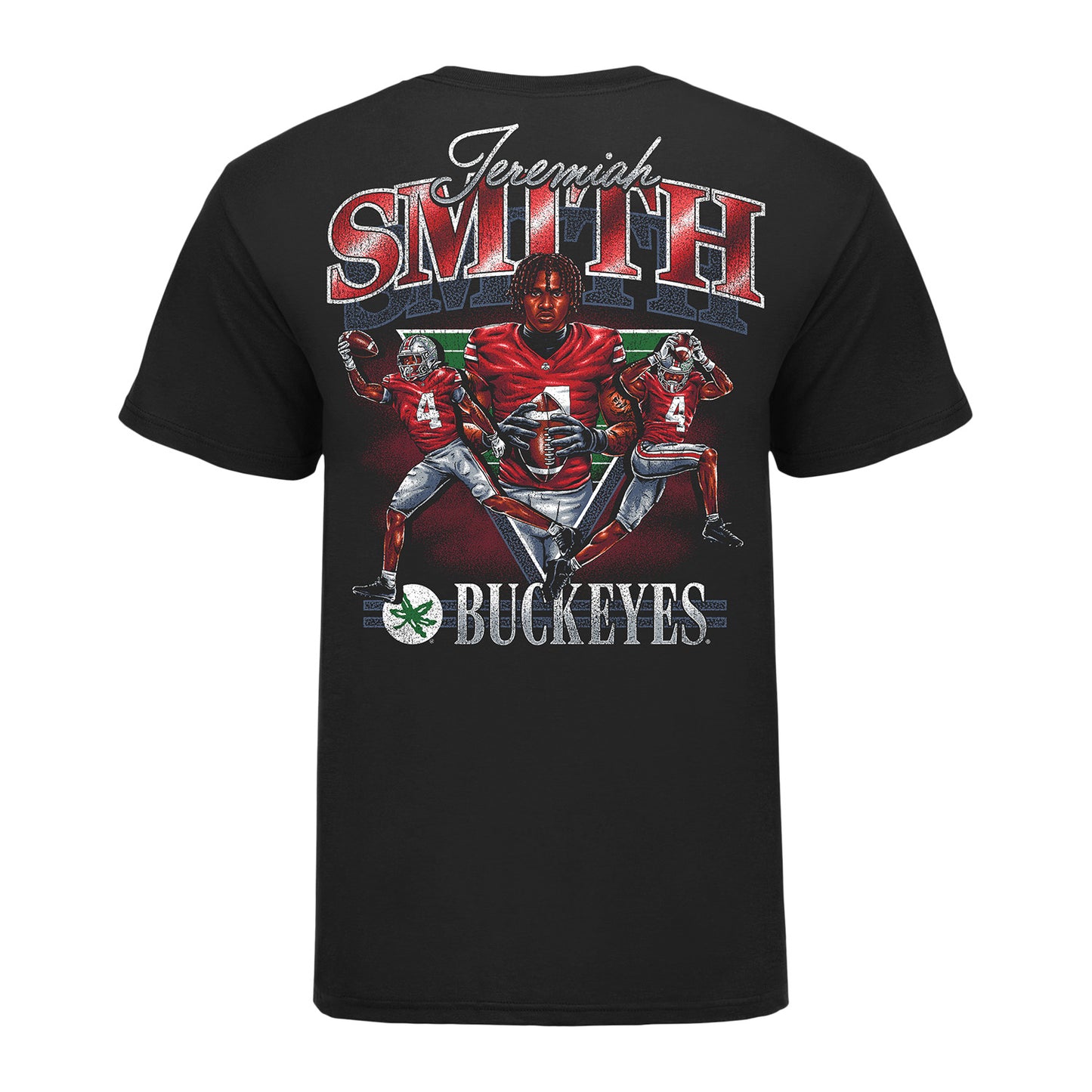 Ohio State Buckeyes #4 Jeremiah Smith Graphic NIL T-Shirt In Black - Back View