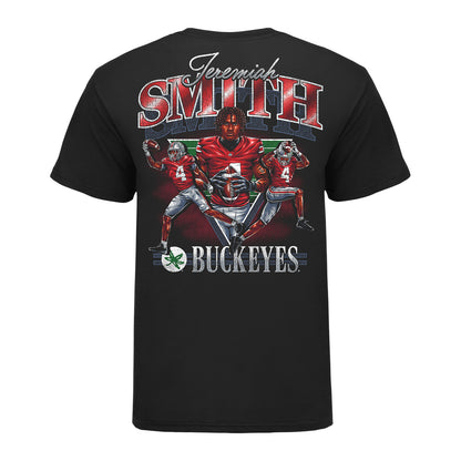 Ohio State Buckeyes #4 Jeremiah Smith Graphic NIL T-Shirt In Black - Back View