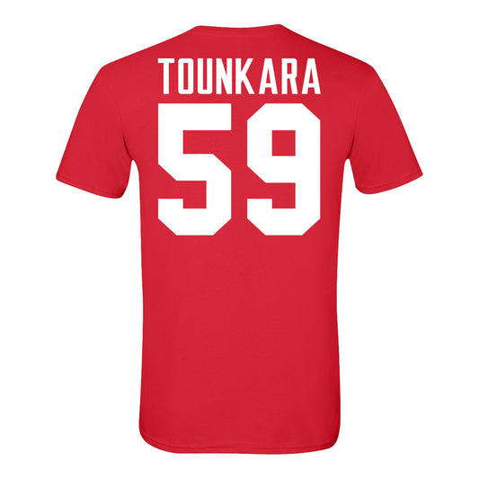 Ohio State Buckeyes #59 Ahmed Tounkara Student Athlete Football T-Shirt In Scarlet - Back View