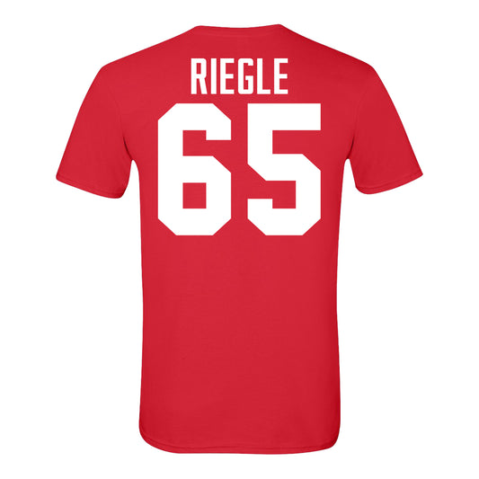 Ohio State Buckeyes #66 Nate Riegle Student Athlete Football T-Shirt In Scarlet - Back View