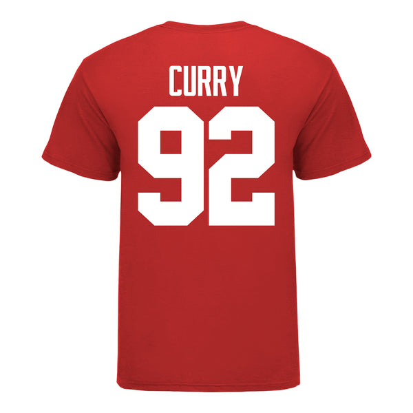 Ohio State Buckeyes Caden Curry #92 Student Athlete Football T-Shirt - In Scarlet - Back View