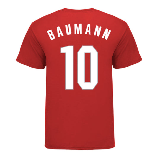 Ohio State Buckeyes Men's Basketball Student Athlete #10 Colby Baumann T-Shirt - Back View