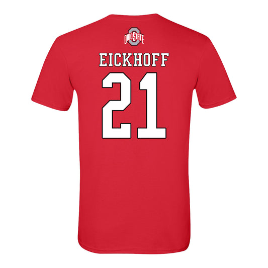 Ohio State Buckeyes Women's Field Hockey Student Athlete #21 Reagan Eickhoff In Red - Back View