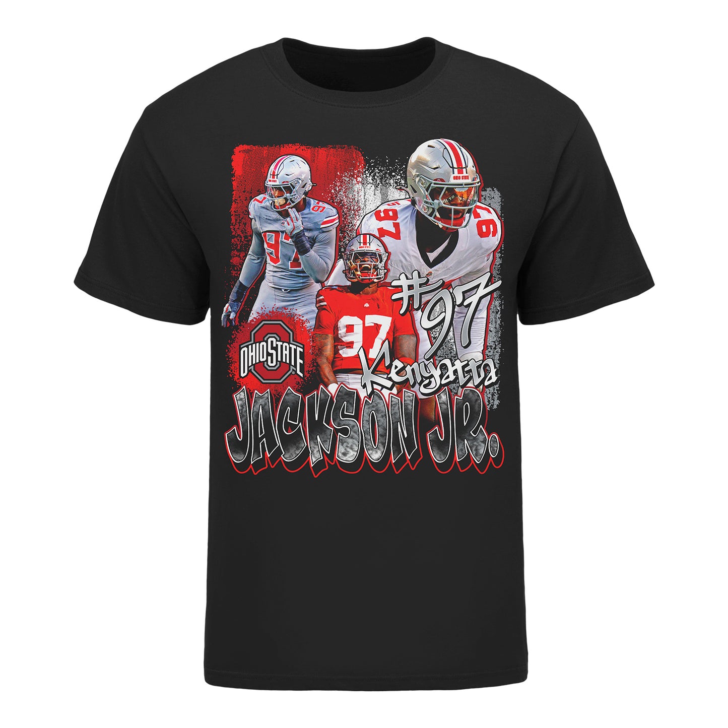 Ohio State Buckeyes #97 Kenyatta Jackson Highlight NIL T-Shirt In Black - Front View