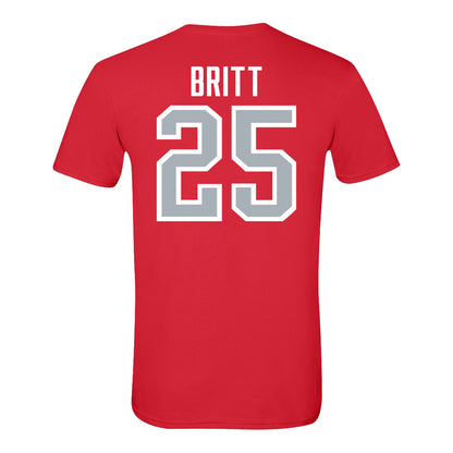 Ohio State Buckeyes Women's Soccer Student Athlete T-Shirt #25 Elle Britt In Scarlet - Back View