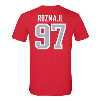 Ohio State Buckeyes Women's Soccer Student Athlete T-Shirt #97 Elizabeth Rozmajzl In Scarlet - Back View