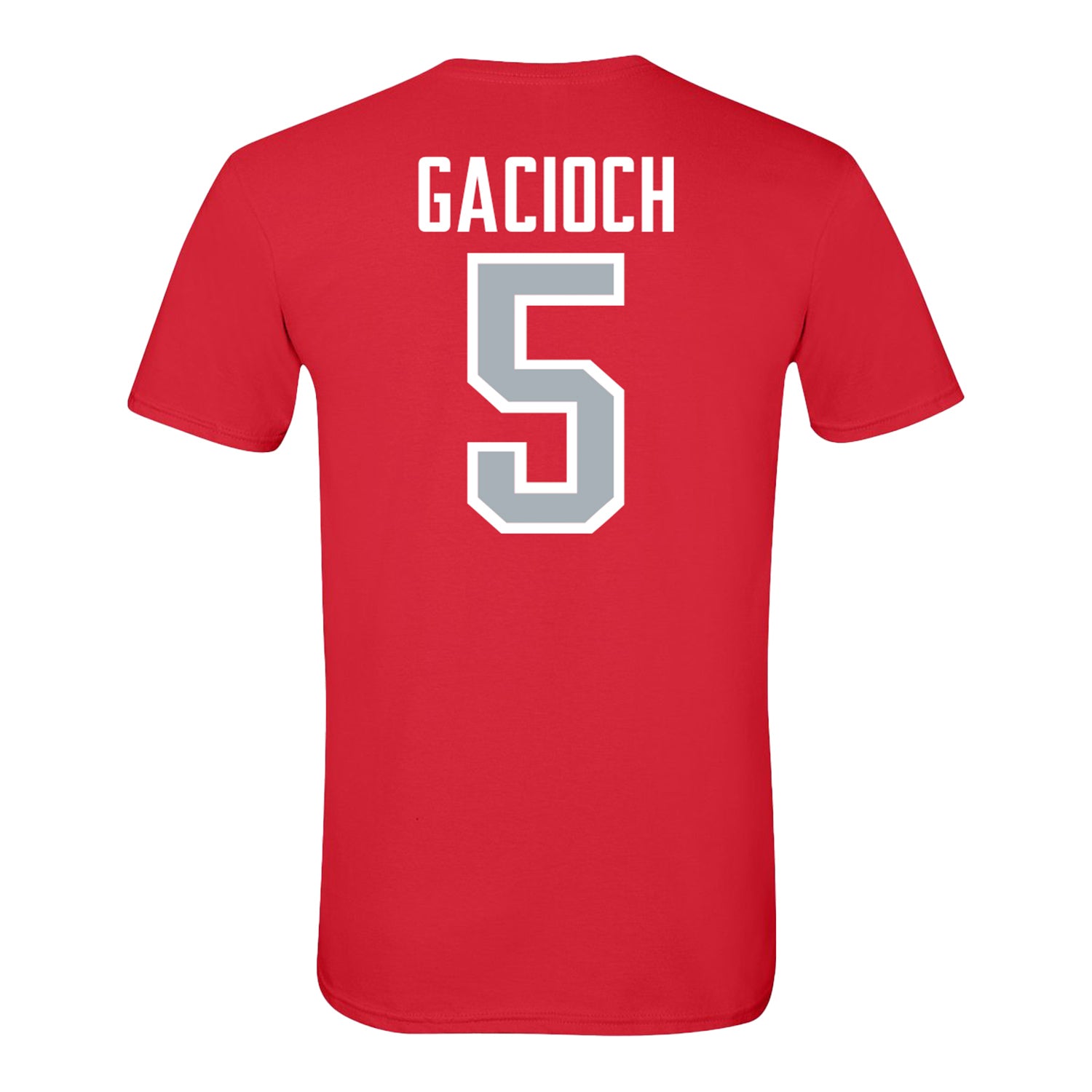 Ohio State Buckeyes Women's Soccer Student Athlete T-Shirt #5 Mirann Gacioch - Back View
