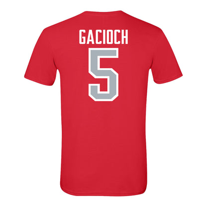 Ohio State Buckeyes Women's Soccer Student Athlete T-Shirt #5 Mirann Gacioch - Back View
