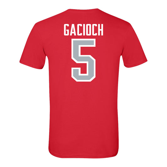 Ohio State Buckeyes Women's Soccer Student Athlete T-Shirt #5 Mirann Gacioch - Back View