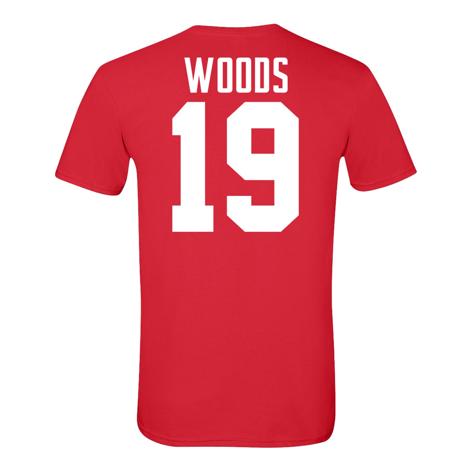 Ohio State Buckeyes #19 Jordyn Woods Student Athlete Football T-Shirt In Red - Back View
