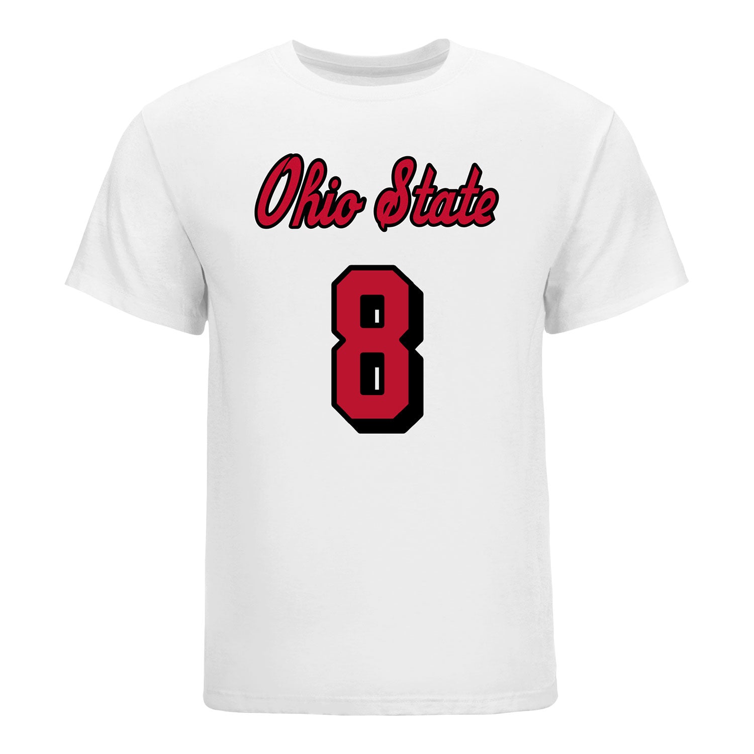 Ohio State Buckeyes #8 Sydney Wyman Student Athlete Volleyball T-Shirt In White - Front View